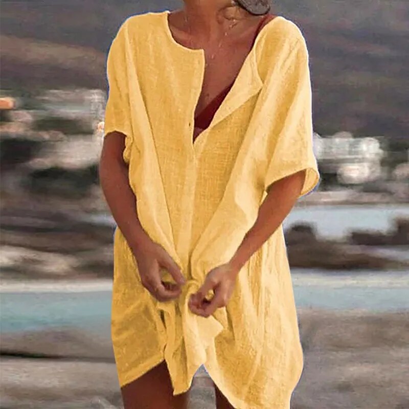 Leichtes Strandkleid für Damen – Luftige Tunika aus Leinenoptik