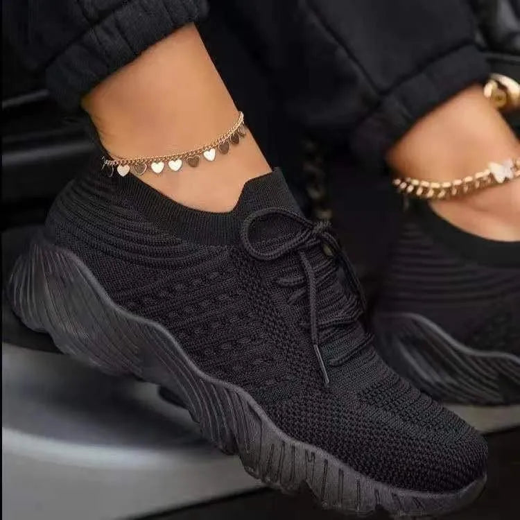 Atmungsaktive Damen Sneaker – Leichte Sportschuhe mit Strick-Obermaterial & Memory-Sohle