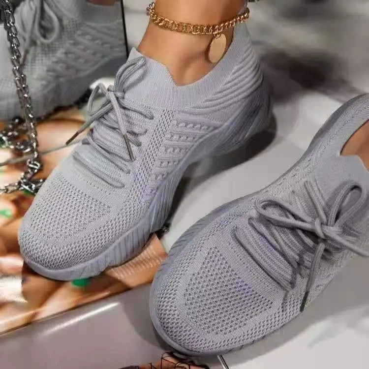 Atmungsaktive Damen Sneaker – Leichte Sportschuhe mit Strick-Obermaterial & Memory-Sohle