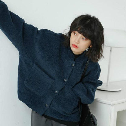 Émilienne Lässig Lang Ärmel Taschen Blau Jacke