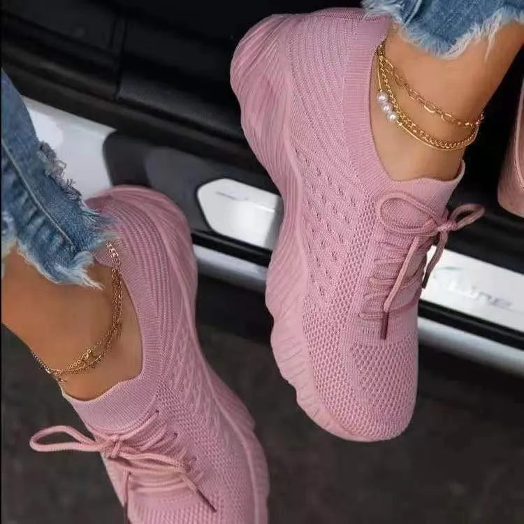 Atmungsaktive Damen Sneaker – Leichte Sportschuhe mit Strick-Obermaterial & Memory-Sohle