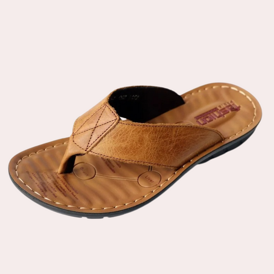 Herren Zehentrenner Sandale – Bequeme Leder-Flip-Flops mit Massage-Fußbett und Rutschfester Sohle