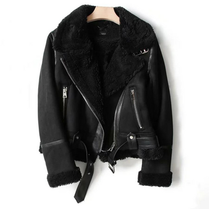 Macie | Lederjacke mit Sherpa Futter