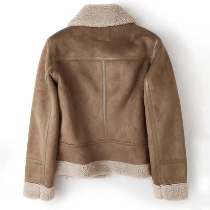 Macie | Lederjacke mit Sherpa Futter