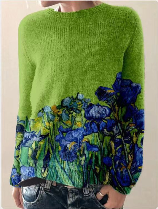 Sofia – Strick-Sweatshirt mit Blumendruck | Weich, warm & stilvoll