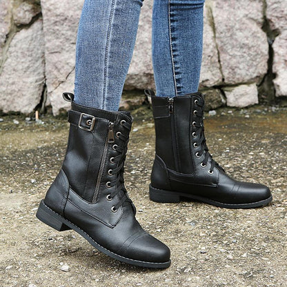 Kunstleder Stiefeletten mit Reißverschluss für Damen | Perfekt für den Alltag