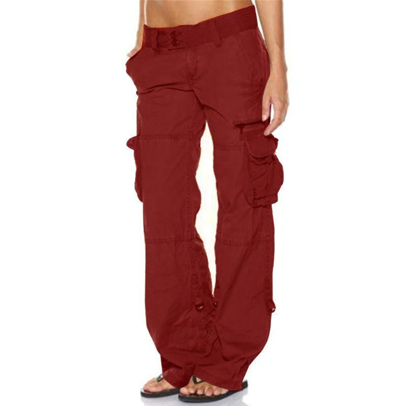 Damen Cargo Hose mit weitem Bein – Low Waist Utility Pants mit Seitentaschen im Y2K Streetstyle