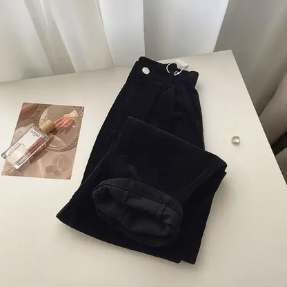 Mia - Pantaloni di velluto a coste alla moda con vita alta