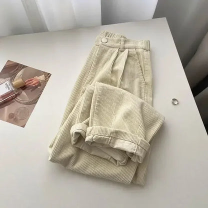 Mia - Pantaloni di velluto a coste alla moda con vita alta
