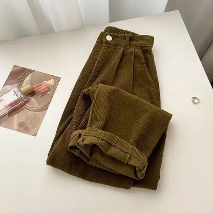 Mia - Pantaloni di velluto a coste alla moda con vita alta