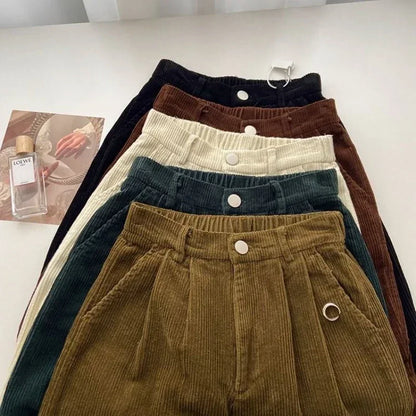 Mia - Pantaloni di velluto a coste alla moda con vita alta