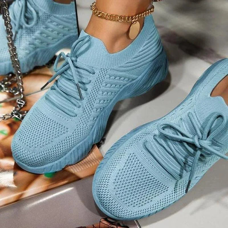 Atmungsaktive Damen Sneaker – Leichte Sportschuhe mit Strick-Obermaterial & Memory-Sohle