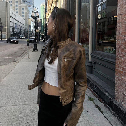 Emmaline - Schmale lederjacke