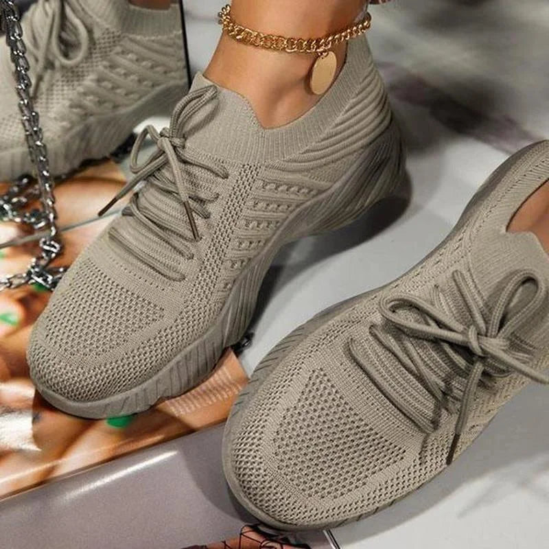 Atmungsaktive Damen Sneaker – Leichte Sportschuhe mit Strick-Obermaterial & Memory-Sohle