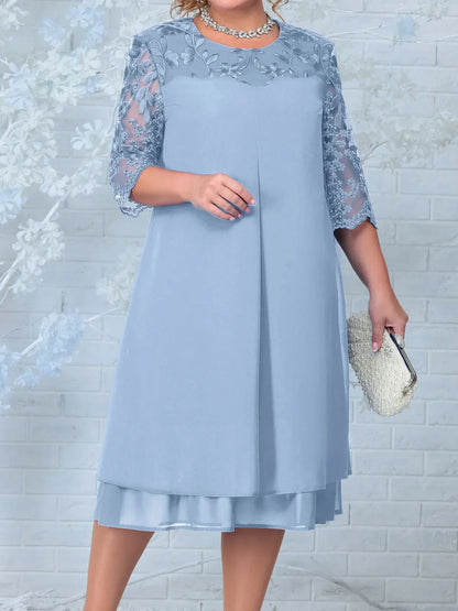 Juliann – Elegantes Übergrößen-Kleid mit Blumenstickerei