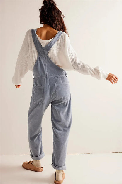 Cord-Latzhose Damen – Weite Retro-Overall mit Taschen im Streetstyle-Look