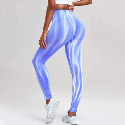 Leggings casual a vita alta con motivo a onde | Perfetti per attività ricreative per donne