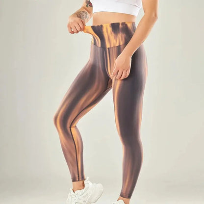 Leggings casual a vita alta con motivo a onde | Perfetti per attività ricreative per donne