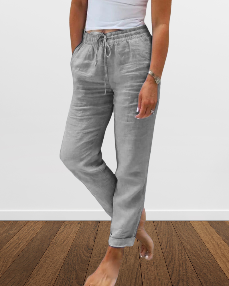 Bertha - Damen Freizeithose aus Baumwolle und Leinen