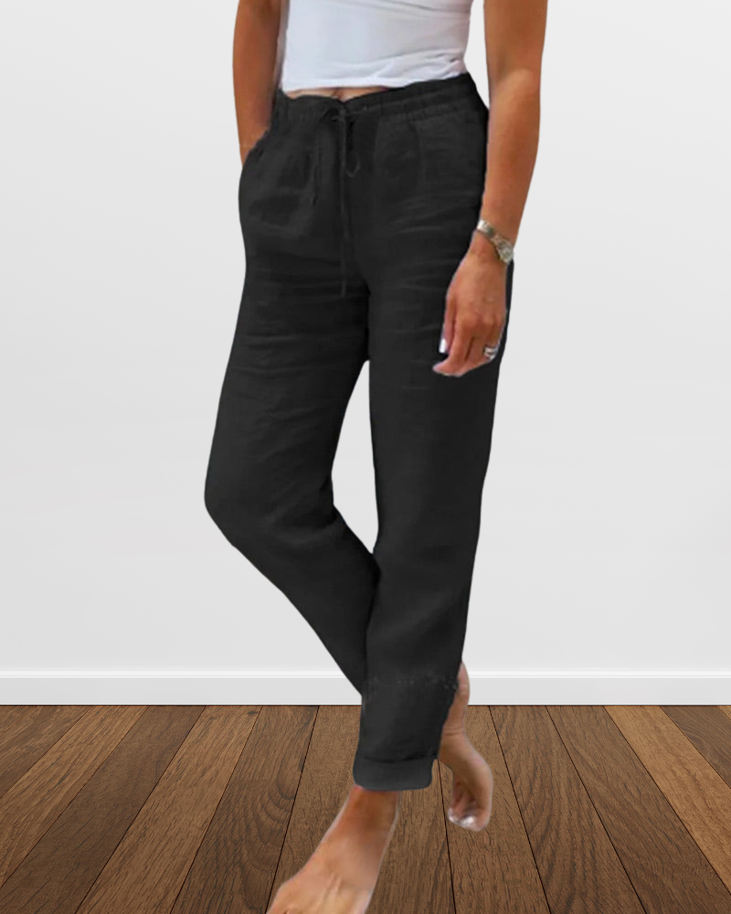 Bertha - Damen Freizeithose aus Baumwolle und Leinen