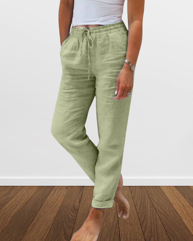 Bertha - Damen Freizeithose aus Baumwolle und Leinen