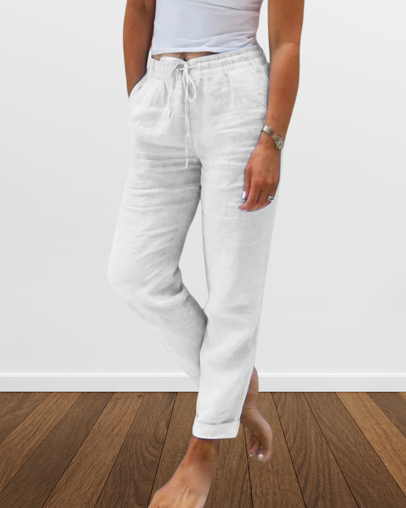 Bertha - Damen Freizeithose aus Baumwolle und Leinen