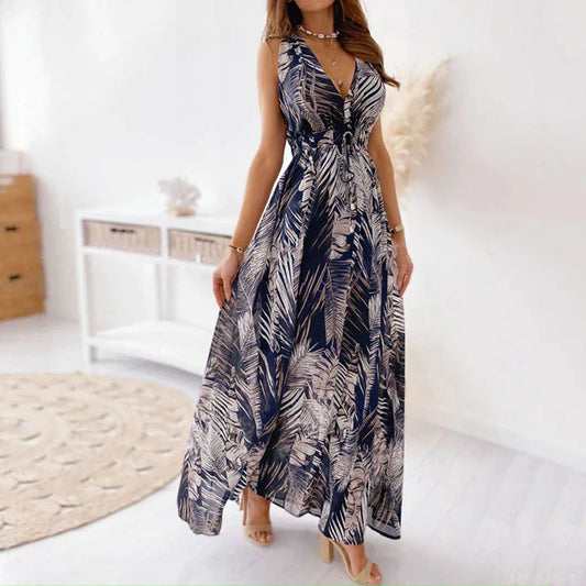 VICTORIA - Tiefes Maxikleid mit V-Ausschnitt