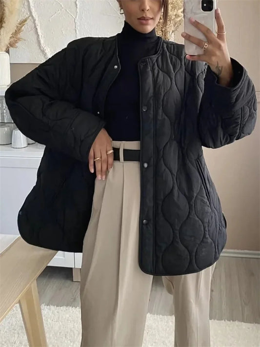 Cori - Gesteppte Oversize-Jacke mit Druckknöpfen