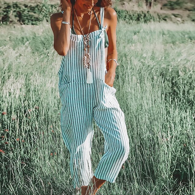 BELLA - Gestreifter Print Lose Jumpsuits