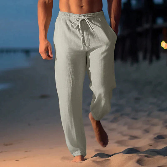 Lässige Herren Leinenhose mit Kordelzug – Atmungsaktive Sommerhose für Strand, Freizeit & Urlaub