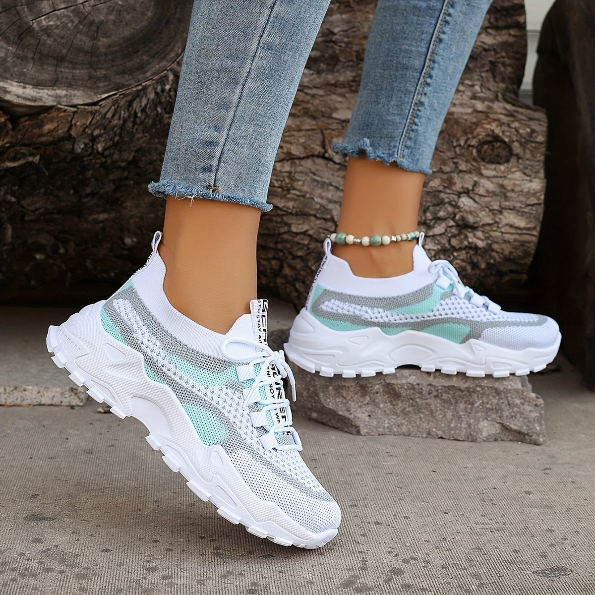 Elegante Colorblock Strick-Sneakers für Damen | Ideal für den Alltag