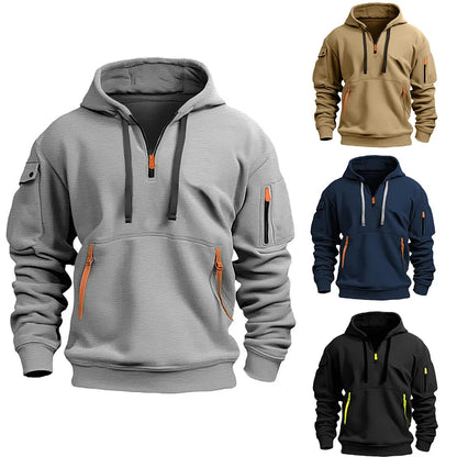 Bluza z kapturem na pół zamka