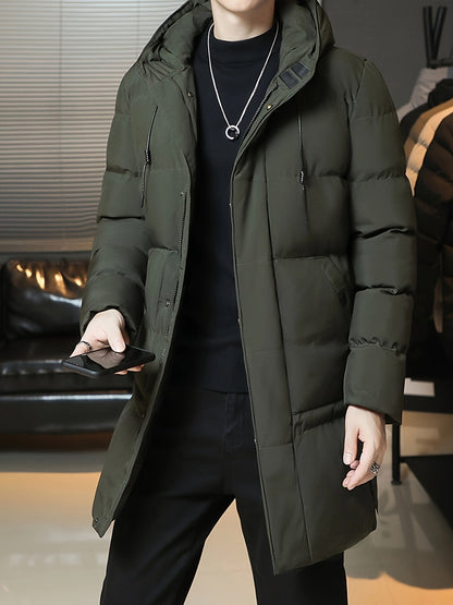 Lässige Gepolsterte Schwarze Winterjacke Mit Kapuze Für Herren | Perfekt für Outdoor-Aktivitäten