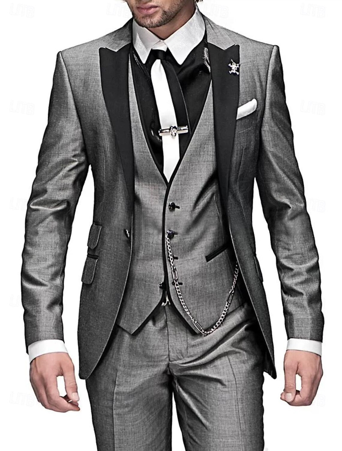 Antonio - 3 teiliges Leinen Set für Herren, Business-Blazer, Weste und Hose