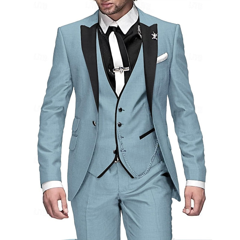 Antonio - 3 teiliges Leinen Set für Herren, Business-Blazer, Weste und Hose