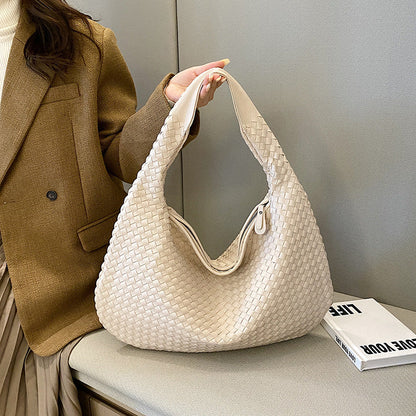 Große Schultertasche mit geflochtener Textur und weichem Hobo-Design – Stylischer Allrounder für Alltag und Reisen