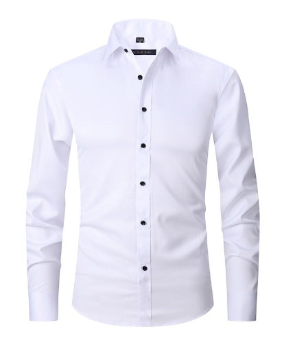 Slim Fit Businesshemd für Herren mit Kontrastknöpfen – Klassisches Langarmhemd für Büro, Anlass & Alltag