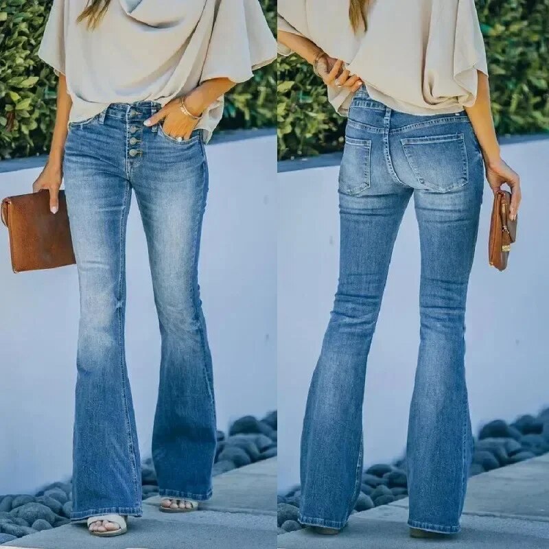 Josette - Damen Schlaghosen - Lässig - Denim - Gelegentlicher Täglicher Gebrauch