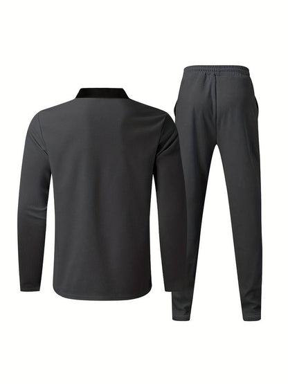 Zweiteiliges Herren Outfit Set – Modisches Freizeit- & Trainingsanzug Set mit Stehkragen