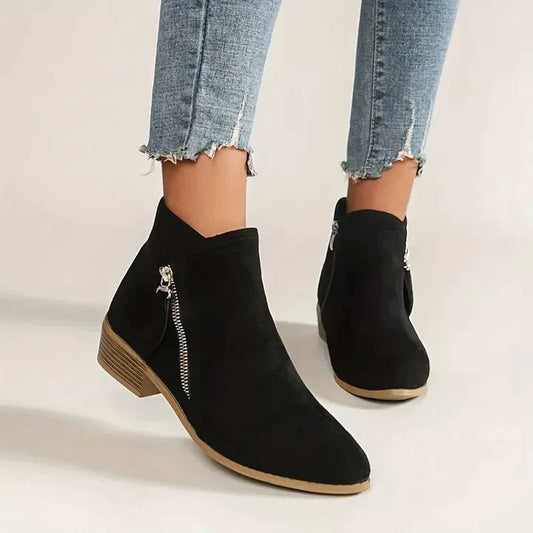 Lässige Wildleder Stiefeletten mit Reißverschluss für Damen | Perfekt für den Alltag