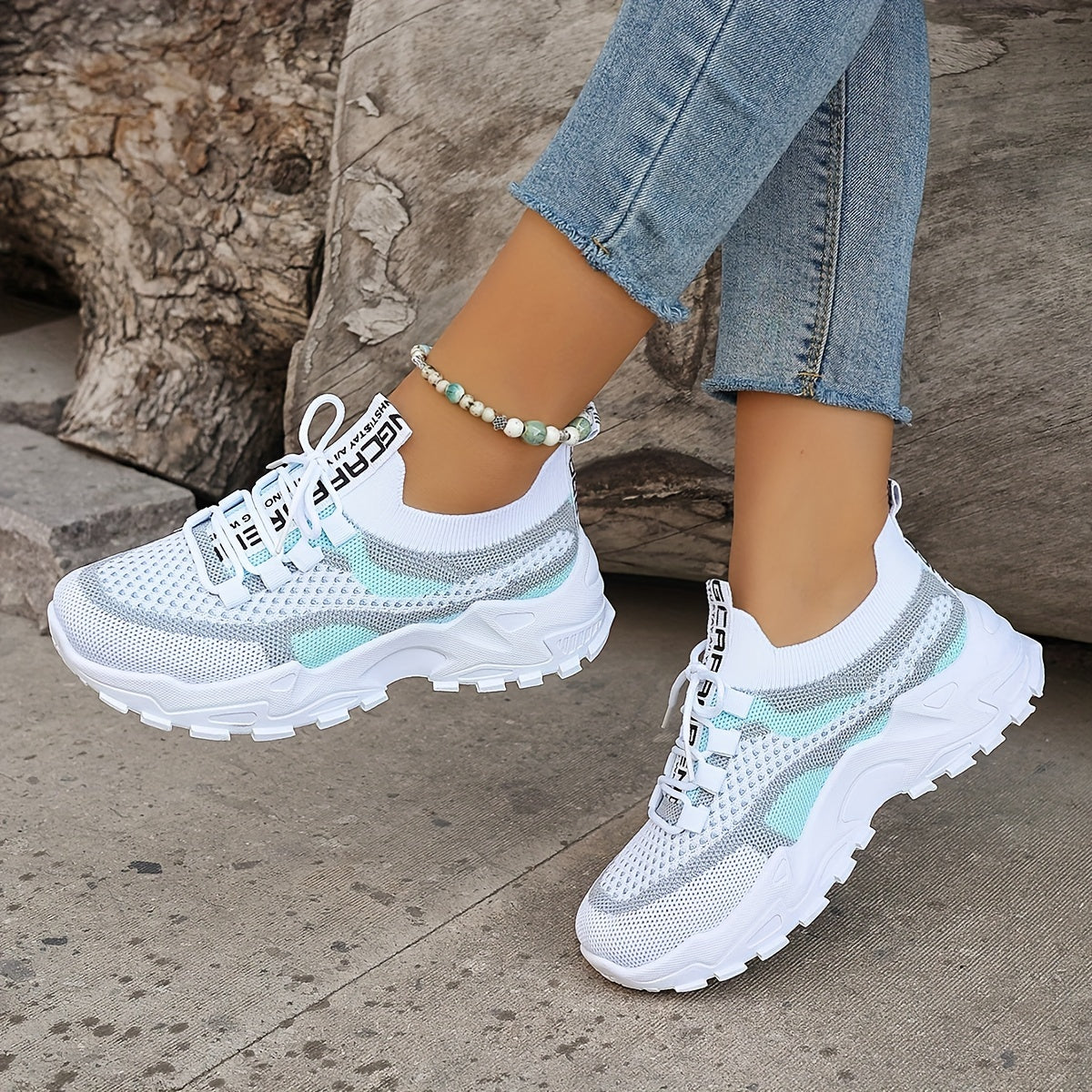 Elegante Colorblock Strick-Sneakers für Damen | Ideal für den Alltag