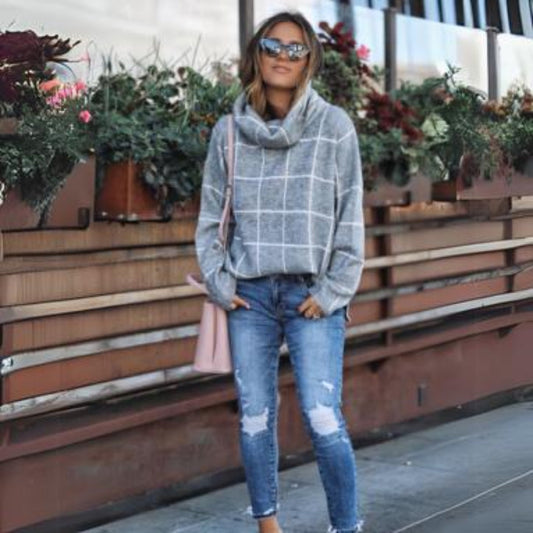 Lässiger Baumwoll-Rollkragenpullover für Damen | Perfekt für lässige Tage