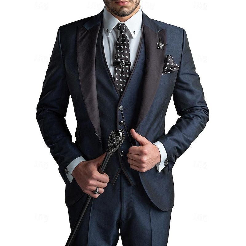 Antonio - 3 teiliges Leinen Set für Herren, Business-Blazer, Weste und Hose