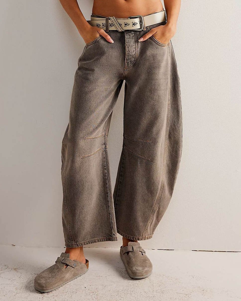 Weite Boyfriend-Jeans mit Vintage-Waschung und Kontrastnähten – Relaxed Fit Damenjeans