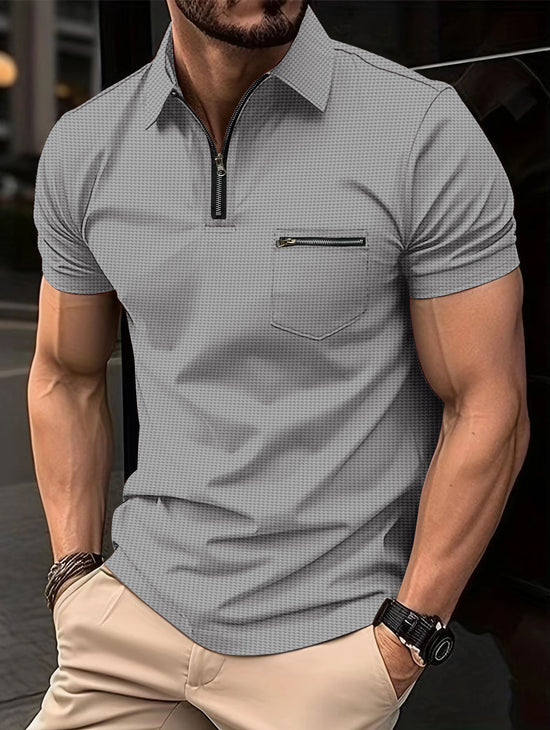 Roam Neck Sports Polo – Poloshirt mit Waffelstruktur