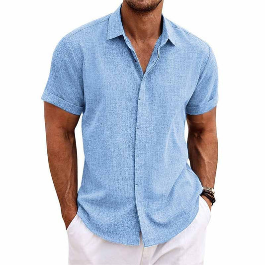Lässiges Herren Kurzarmhemd im Leinenlook – Sommerhemd für Strand, Freizeit & Urlaub