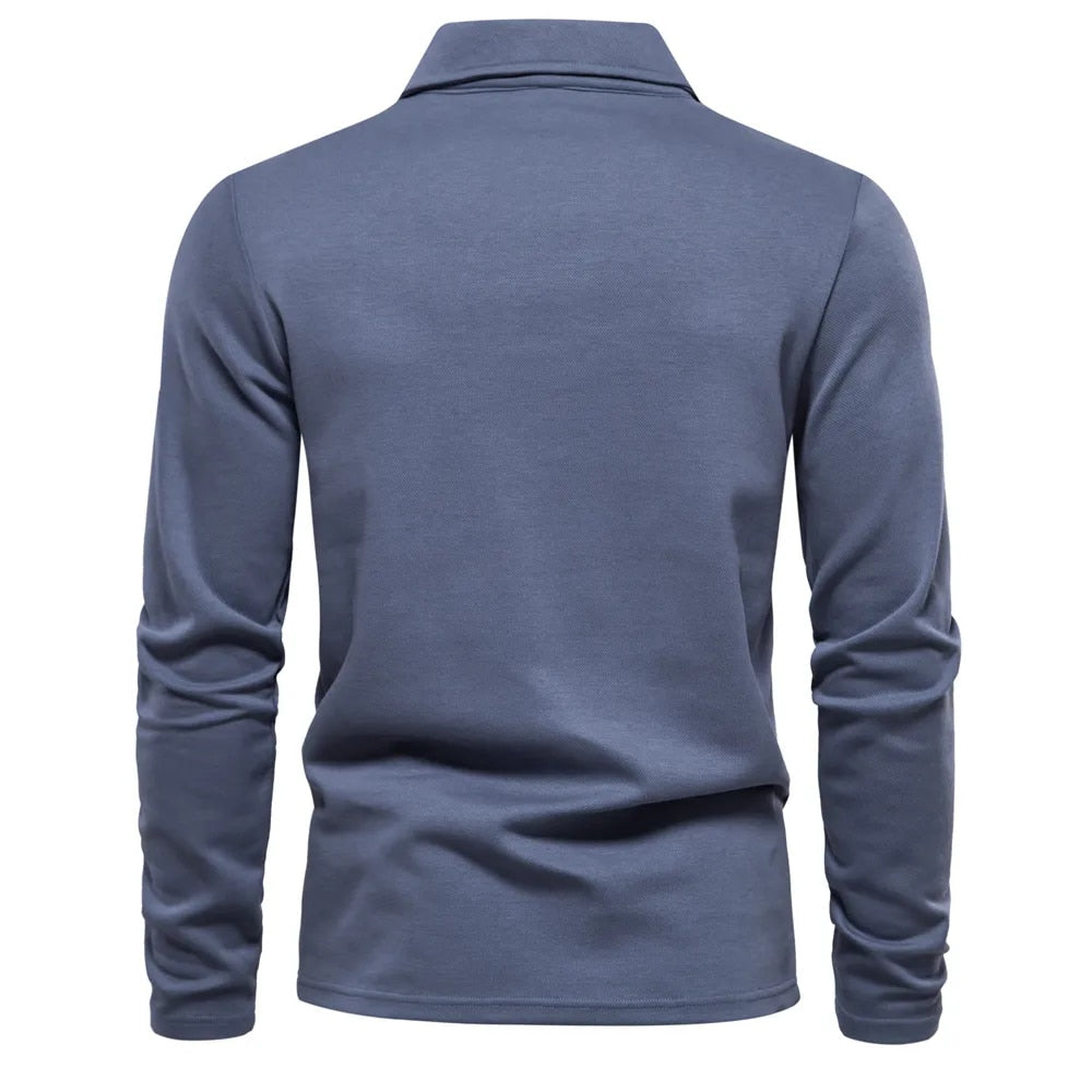 Langarm Poloshirt für Herren mit klassischem Kragen und stilvollem Schnitt – perfekt für Freizeit, Büro und Alltag