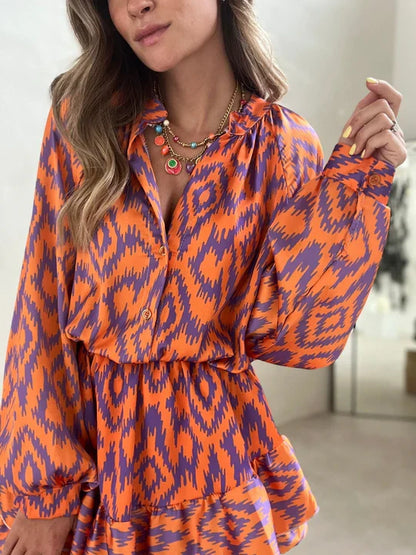 Boho Zweiteiler mit Rüschenrock – Luftiges Damen Set im Ethno-Muster für Sommer, Urlaub & Festivals