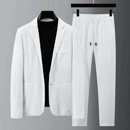Herren Zweiteiler Set mit Sakko & Jogginghose – Modernes Casual Suit mit Stretch & Kordelzug – Bequemer Anzug für Business, Events & Freizeit