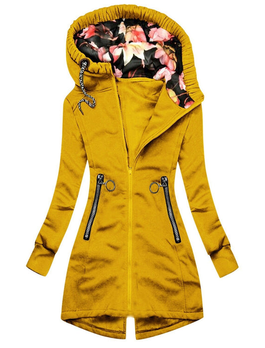 Wasserdichte Outdoor Regenjacke mit Kapuze und Blumen für Damen | Perfekt für Outdoor-Aktivitäten